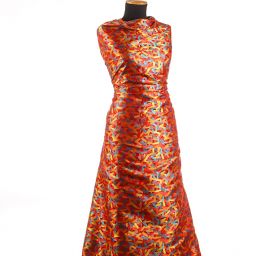 Brokát geometrický motiv červený