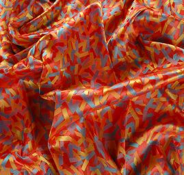 Brokát geometrický motiv červený