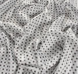 Brokát vzor puntíků bílý