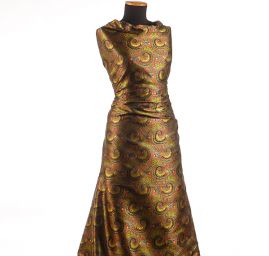 Brokát paisley motiv hnědý