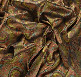 Brokát paisley motiv hnědý