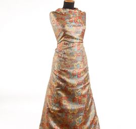 Brokát romantický květinový motiv béžovozlatý