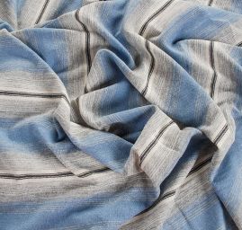 Úplet pletenina bavlna proužky modrá bílá