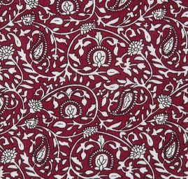 Viskozová šatová látka květinový vzor vínová