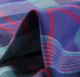 Vlněná košilová látka kostka fialovozelená