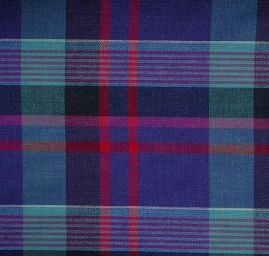 Vlněná košilová látka kostka fialovozelená