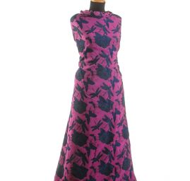 Taft žakár motýlci vážky fialovo/modrý