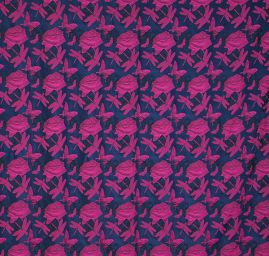 Taft žakár motýlci vážky fialovo/modrý