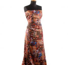 Mikado tkanina tisk patchworkový vzor v hnědé