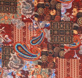 Mikado tkanina tisk patchworkový vzor v hnědé