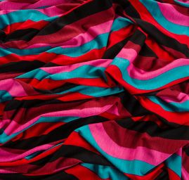 Úplet tenký vzor vlnky růžová vínová tyrkysová