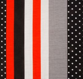 Úplet tenký vzor proužky puntíky červená