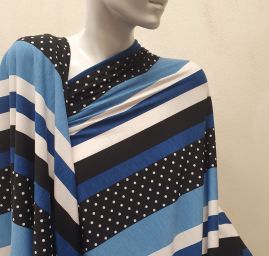 Úplet tenký vzor proužky puntíky modrá