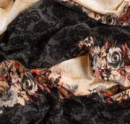 Pletenina plastický vzor tisk krajka květy kupón