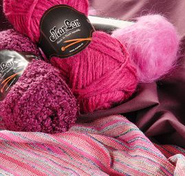 Vlněná kostýmová látka Art Fabrics růžová/tyrkys