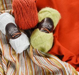 Kostýmová žakárová látka vlna směs hnědý melír