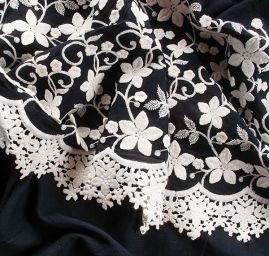 Krajka madeira bordura plastické květy/krajka modrá