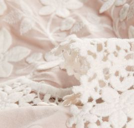 Krajka madeira bordura plastické květy/krajka starorůžová