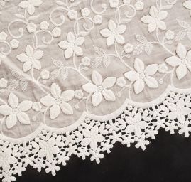 Krajka madeira bordura plastické květy/krajka starorůžová