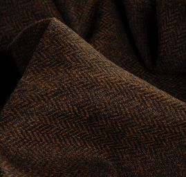 Vlněná látka vzor rybí kost hnědá/černá