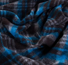 Efektní vlněná látka geometrický motiv modrá