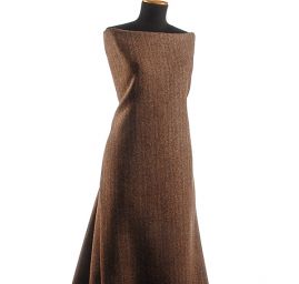 Vlněná látka vzor rybí kost/proužky hnědá