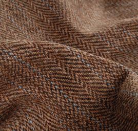 Vlněná látka vzor rybí kost/proužky hnědá
