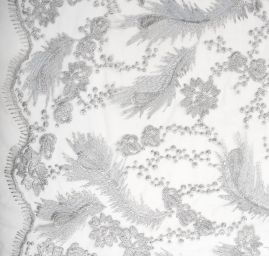 Krajka tylová romantický květinový vzor šedá