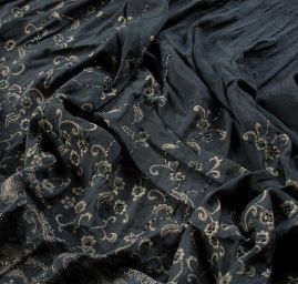 Žakárová látka oboustranná béžovozelená korálky