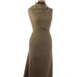 Tvídová žakárová látky vzor rybí kost černá/béžová