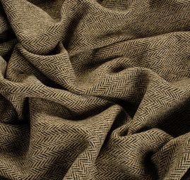 Tvídová žakárová látky vzor rybí kost černá/béžová