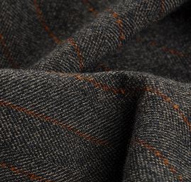 Vlněná látka vzor rybí kost/proužky černobéžová