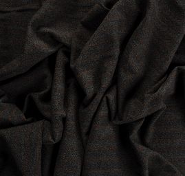 Vlněná látka vzor rybí kost/proužky černobéžová