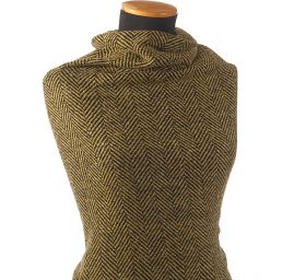 Tvídová látka vlna směs vzor rybí kost zelená/černá