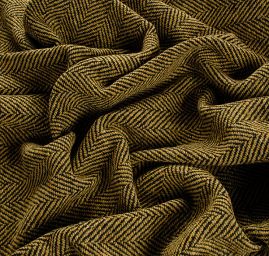 Tvídová látka vlna směs vzor rybí kost zelená/černá