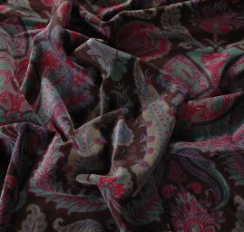 Pružný samet kašmírový motiv