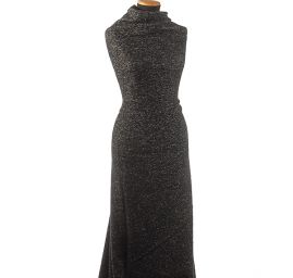 Vlněná tweedová látka černošedá