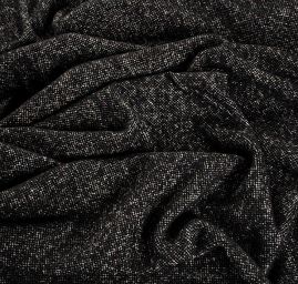 Vlněná tweedová látka černošedá