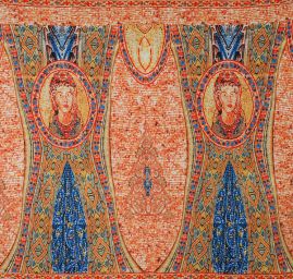 Satén pružný mozaika vzor madony