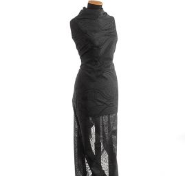 Vypalovaný šifon paisley motiv černý