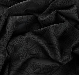 Vypalovaný šifon paisley motiv černý
