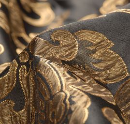 Brokát květinový motiv zlatočerná