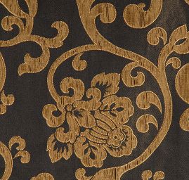 Brokát květinový motiv zlatočerná