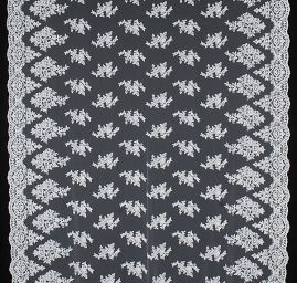 Krajka tylová lomená bílá květinový vzor