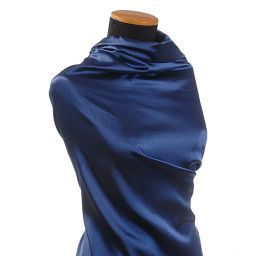 Pružný satén tm. modrý II. jakost vhodný na podšívku