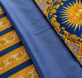 Pružný satén tm. modrý II. jakost vhodný na podšívku