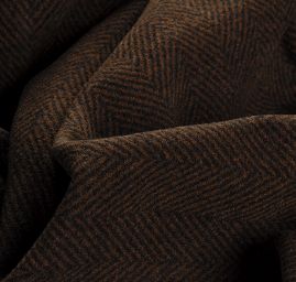 Vlněná látka vzor rybí kost černá hnědá