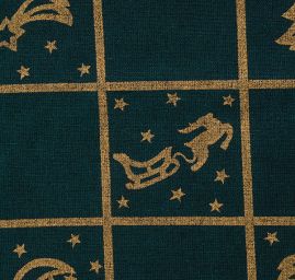 Bavlněná látka vánoční vzor zelená/zlatá