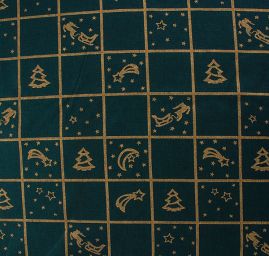 Bavlněná látka vánoční vzor zelená/zlatá