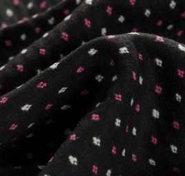 Vlna směs žakár drobný vzor černá